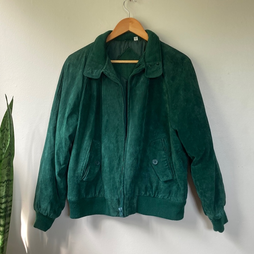 Copper Key genuine leather 90’s vintage bomber jacket emerald green